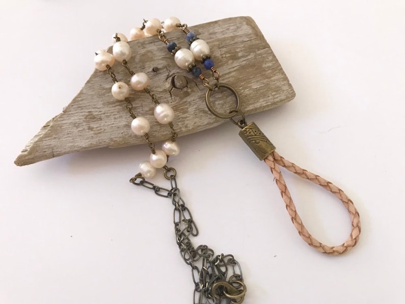 Light Tan Braided Eyeglass Lanyard Vintage Inspired Antiqued Brass Eyeglass Holder Leather Cord Lanyard