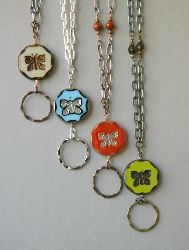 Butterfly Gemstone Eyeglass Holder Necklace/id Lanyard/badge Etsy