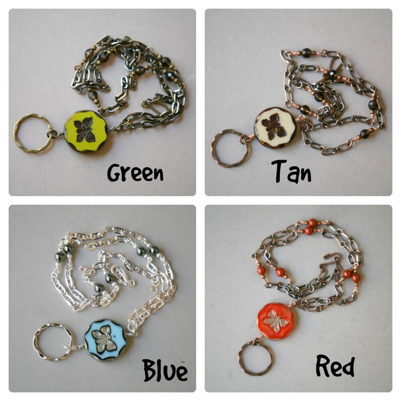 Butterfly Gemstone Eyeglass Holder Necklace/id Lanyard/badge Etsy