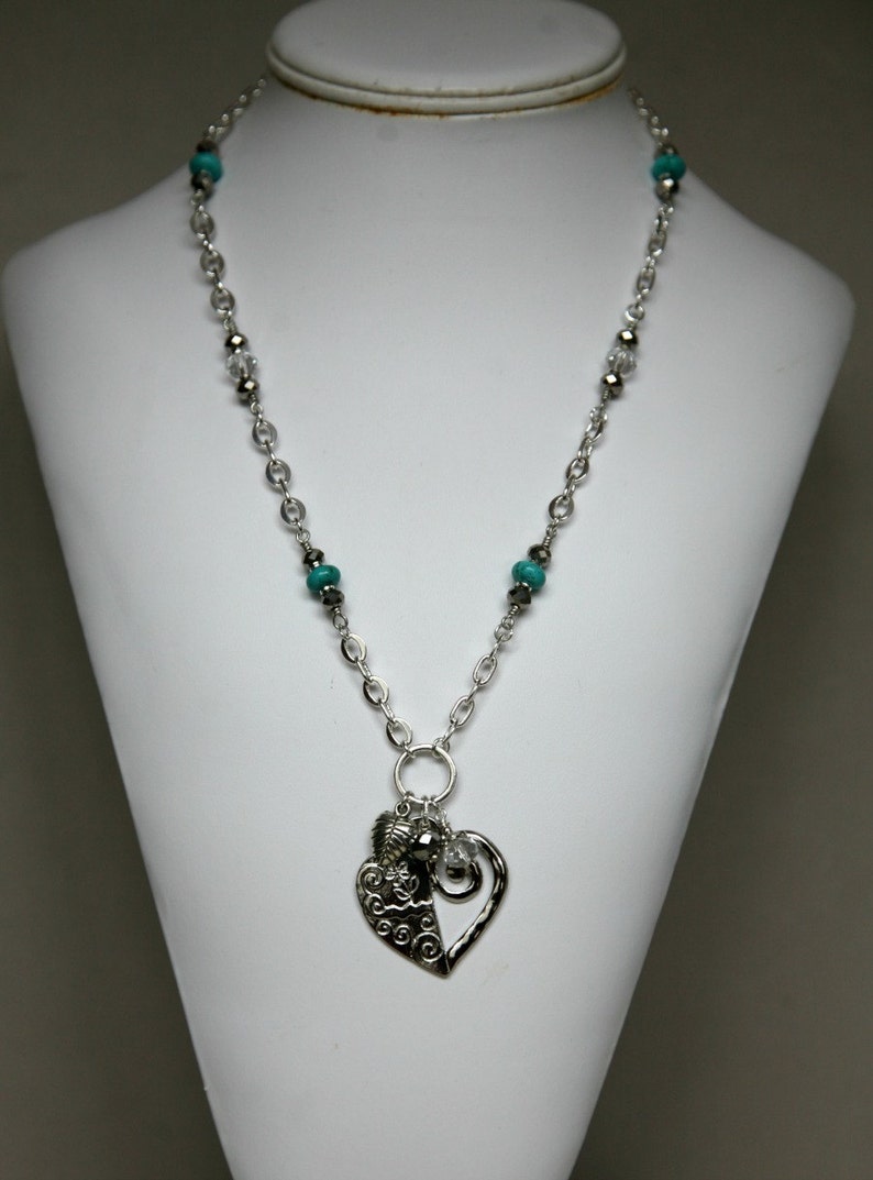 Metal Heart and Turquoise Eyeglass Holder Necklace Lanyard Etsy