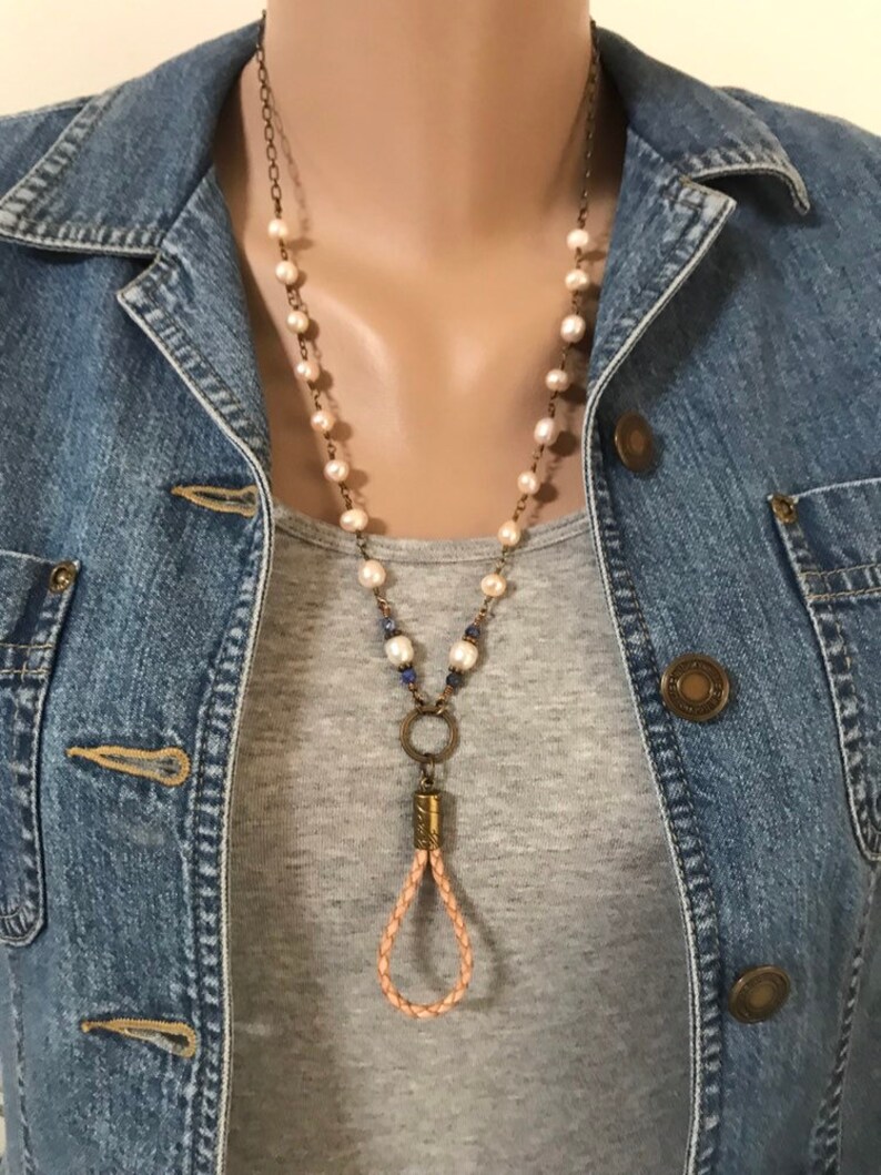 Light Tan Braided Eyeglass Lanyard Vintage Inspired Antiqued Brass Eyeglass Holder Leather Cord Lanyard