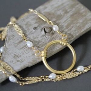 Matte Gold or Silver Pearl Eyeglass Lanyard, Fancy Eyeglass Necklace, Badge Holder, ID Holder, Eyeglass Necklace image 2