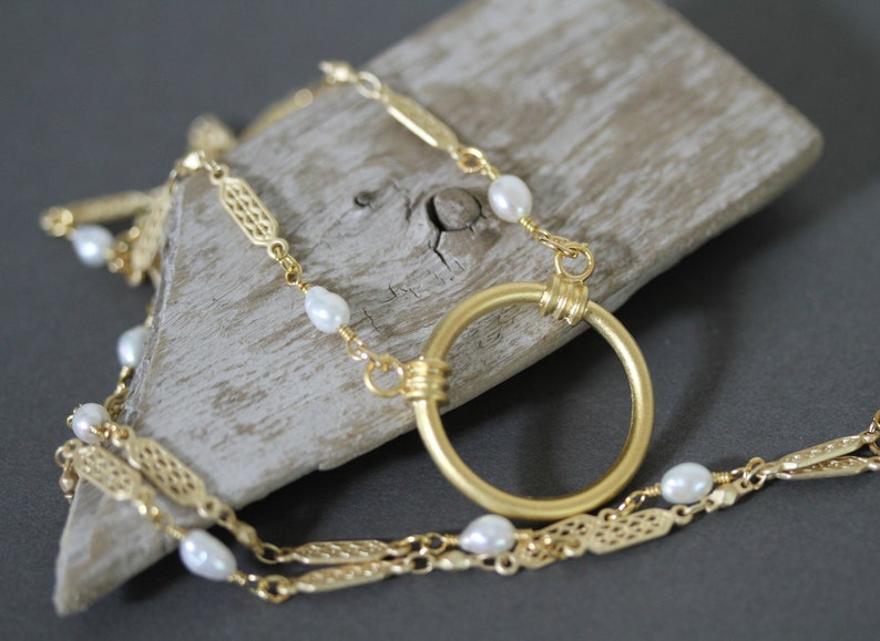 Matte Gold or Silver Pearl Eyeglass Lanyard, Fancy Eyeglass Necklace, Badge Holder, ID Holder, Eyeglass Necklace image 2