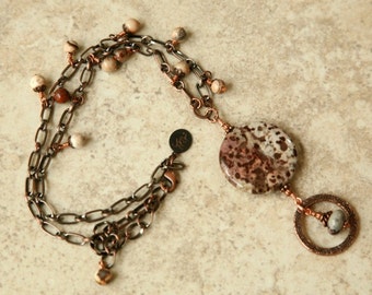 Brown Lanyard, Gemstone Lanyard, Eyegladd Necklace, Antiqued Copper, ID Lanyard, Badge Lanyard, Fancy Lanyard.Mother's Day