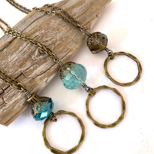 Vintage Inspired Antique Brass and Faceted Rhondelle Minimalist Eyeglass Lanyard image 9