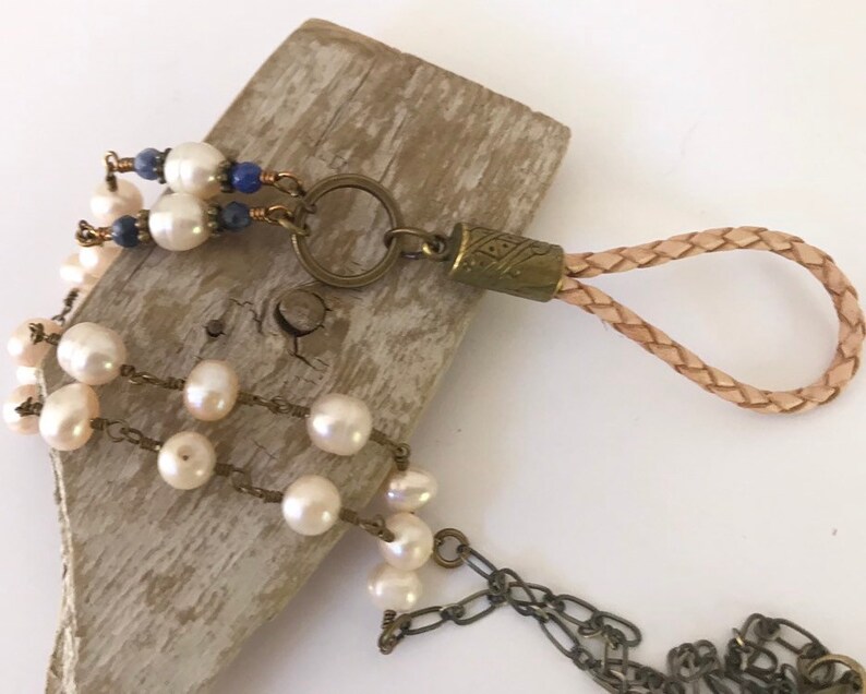 Light Tan Braided Eyeglass Lanyard Vintage Inspired Antiqued Brass Eyeglass Holder Leather Cord Lanyard