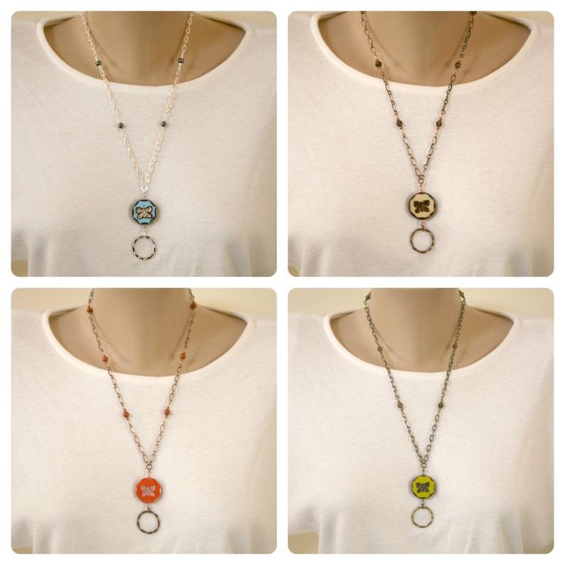 Butterfly Gemstone Eyeglass Holder Necklace/id Lanyard/badge Etsy
