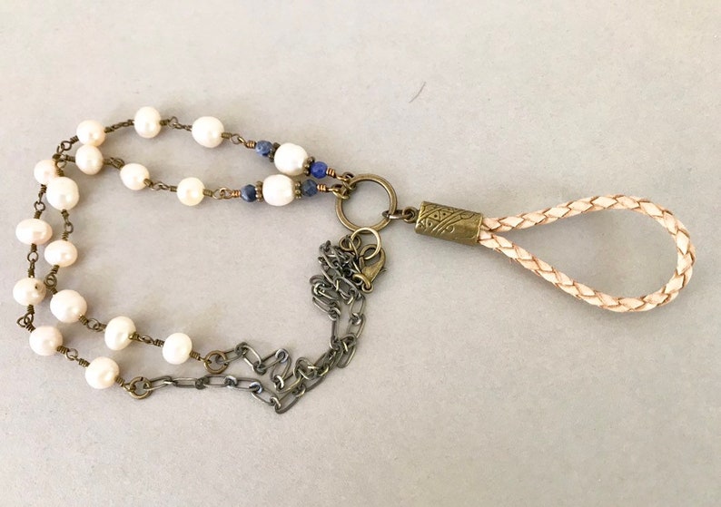 Light Tan Braided Eyeglass Lanyard Vintage Inspired Antiqued Brass Eyeglass Holder Leather Cord Lanyard