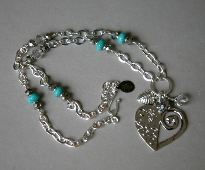 Metal Heart and Turquoise Eyeglass Holder Necklace Lanyard Etsy