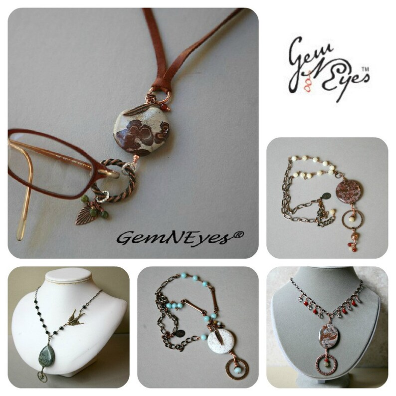 Metal Heart and Turquoise Eyeglass Holder Necklace Lanyard Etsy