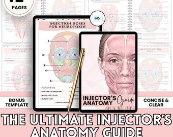 Aesthetic Nurse Injector Anatomy Guide | Facial Anatomy & Muscles Chart for Injectors | Medical Reference Sheet | Bonus Injection Log Sheet