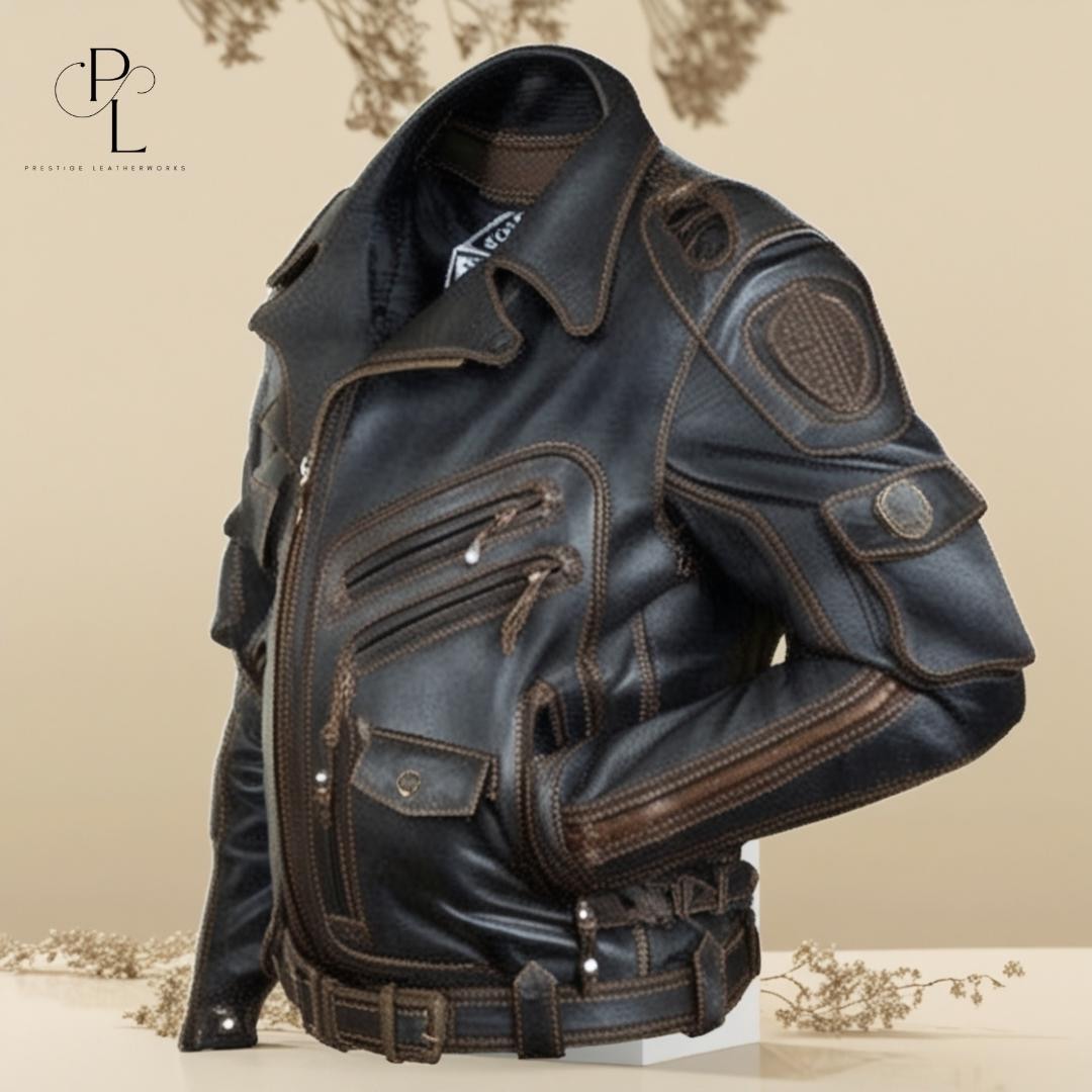 Retro Ghost Rider Style Motorcycle Multi-zipper Jacket Lapel Coat ...