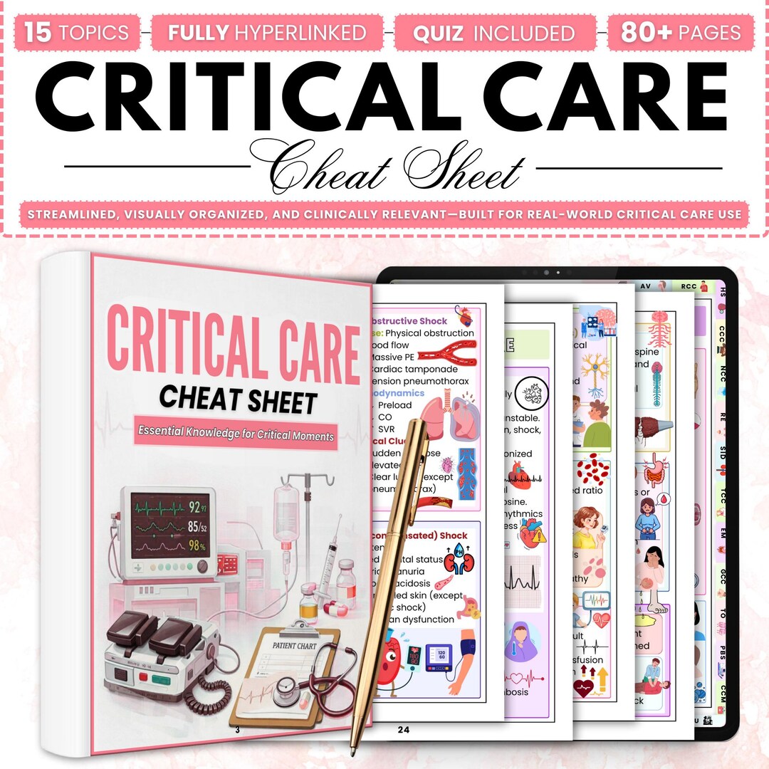 Critical Care Nursing Study Guide PDF | ICU Notes & Cheat Sheets | 80 ...