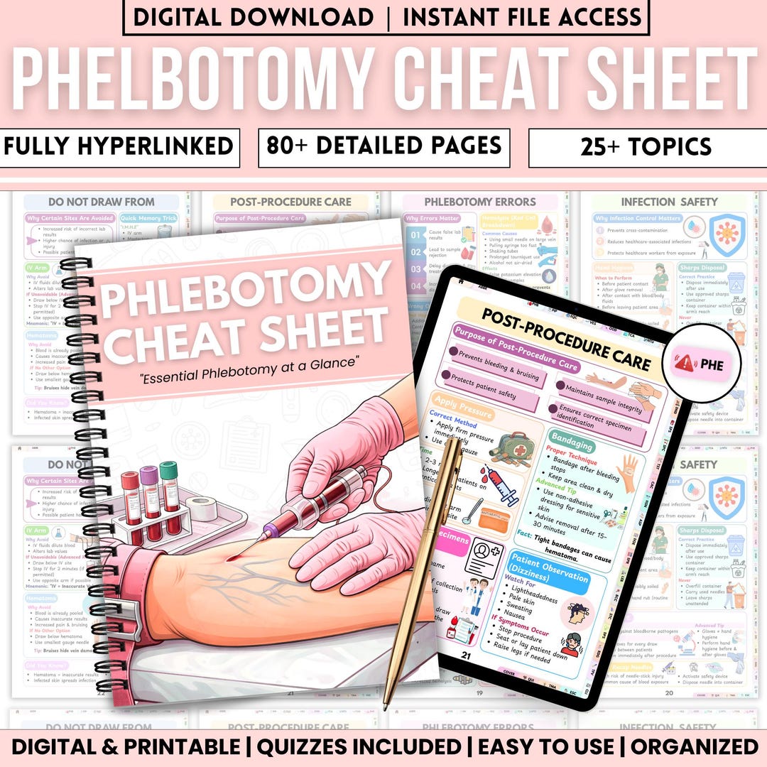 Phlebotomy Cheat Sheet PDF | 80+ Pages Nursing Study Guide | Order of ...