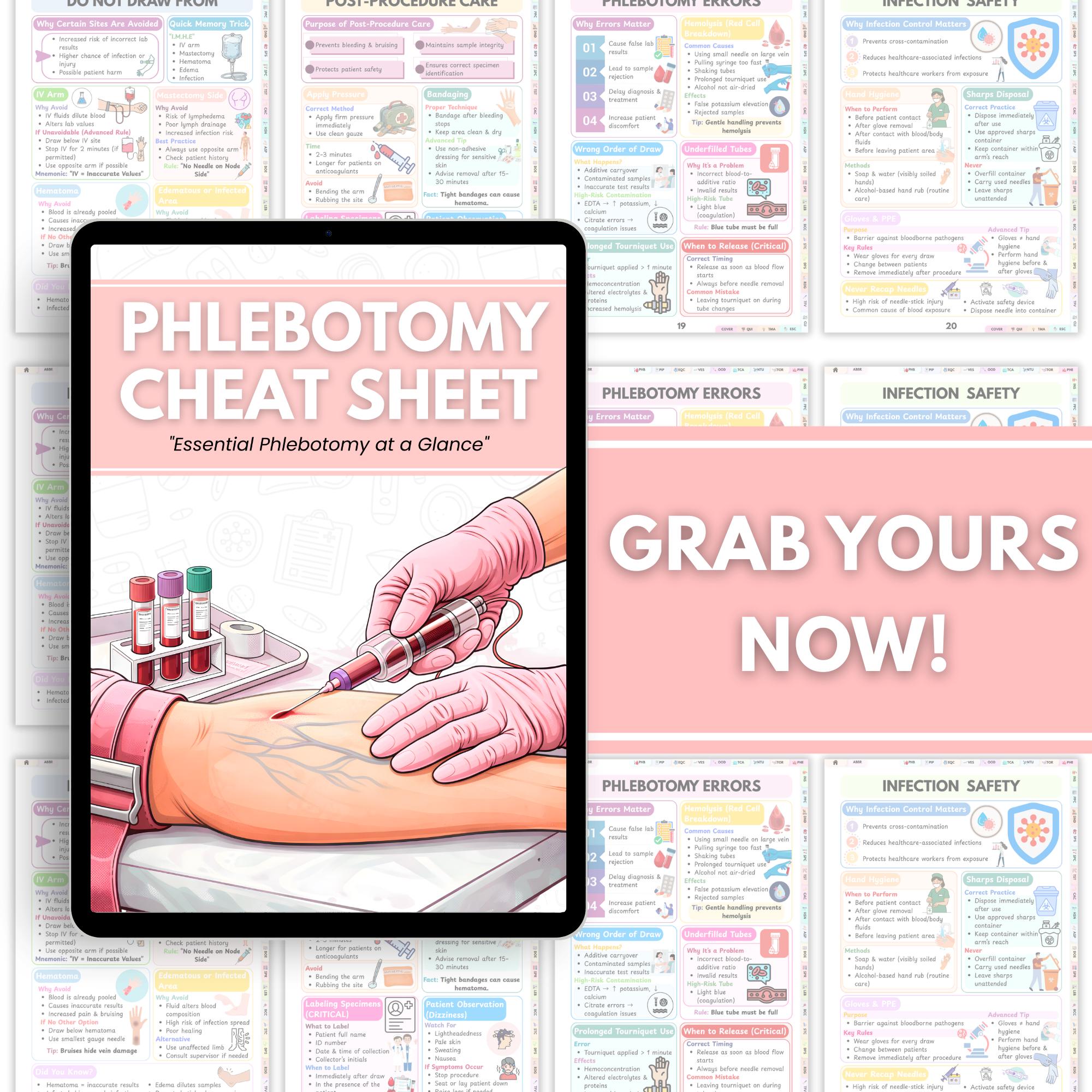Phlebotomy Cheat Sheet PDF | 80+ Pages Nursing Study Guide | Order of ...