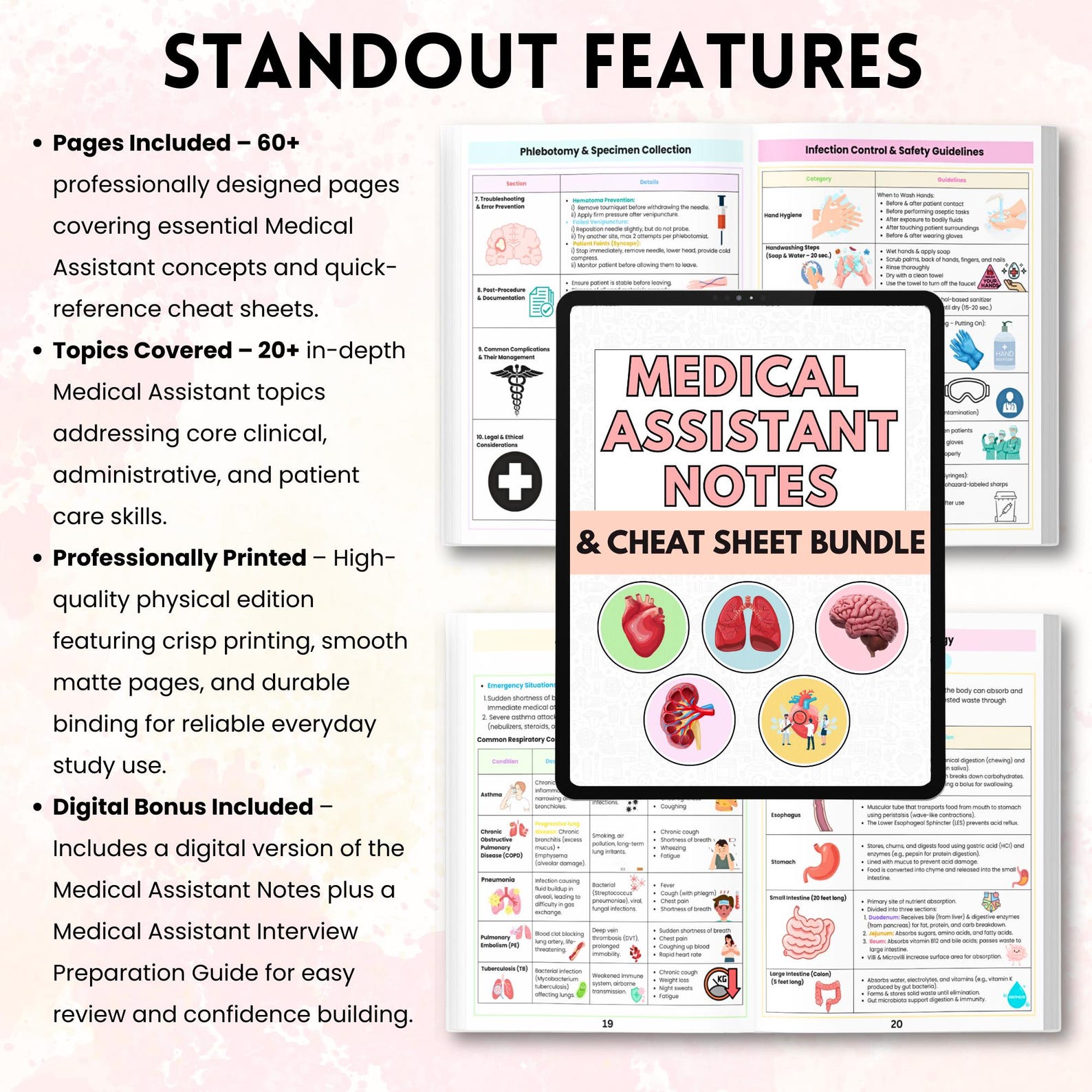 Medical Assistant Study Guide (physical Book) | Notes & Cheat Sheets Bundle | Clinical Skills ...