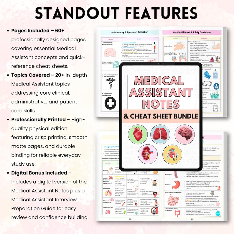 Medical Assistant Class Notes Medical Assistant Study Guide (physical Book) | Notes & Cheat Sheets ...