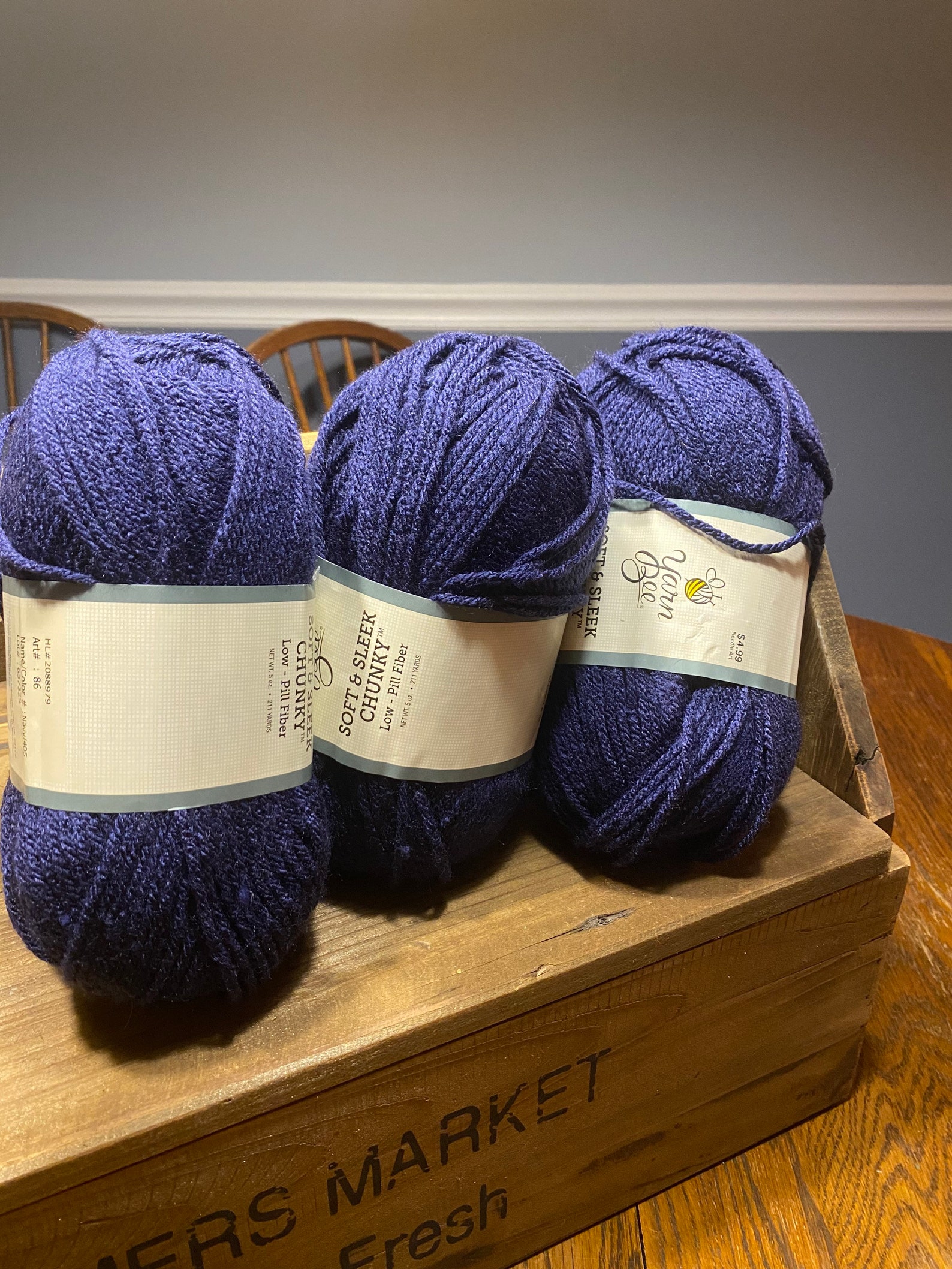 Yarn Bee Soft and Sleek Chunky Madeas de hilo Navy/405 Etsy