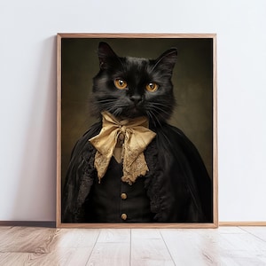 Whimsical Victorian Cat Art Print: Vintage Style Wall Decor