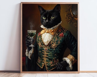 油絵　 専用　スクーターに乗る黒猫 自転車に乗る黒猫のアートプリント：楽しい猫のポスター - Etsy 日本