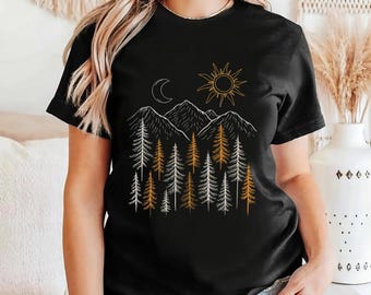 Sun and Moon T-Shirt, Outdoors Shirt, Nature T-Shirt, Adventure T-Shirt, Hiking Tee, Mountain T-Shirt, Forest T-Shirt, Camping Tee