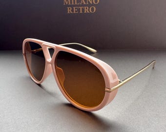 Chic Aviator Sunglasses: Rose Frame with Gold Accents, 400UV Protection