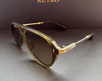 Gafas de sol de aviador vintage / Oro y verde polarizadas UV400