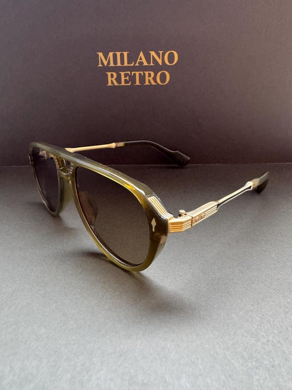 Vintage Aviator Sunglasses | Gold & Green Polarized UV400 - Etsy display picture 1
