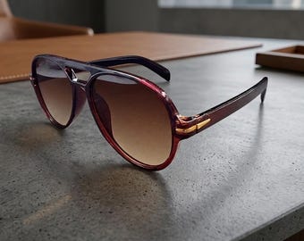 Luxury Brown Aviator Sunglasses – Timeless Retro Style with UV400 Protection