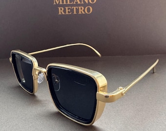 Vintage Gold Square Sunglasses: Retro Summer Travel