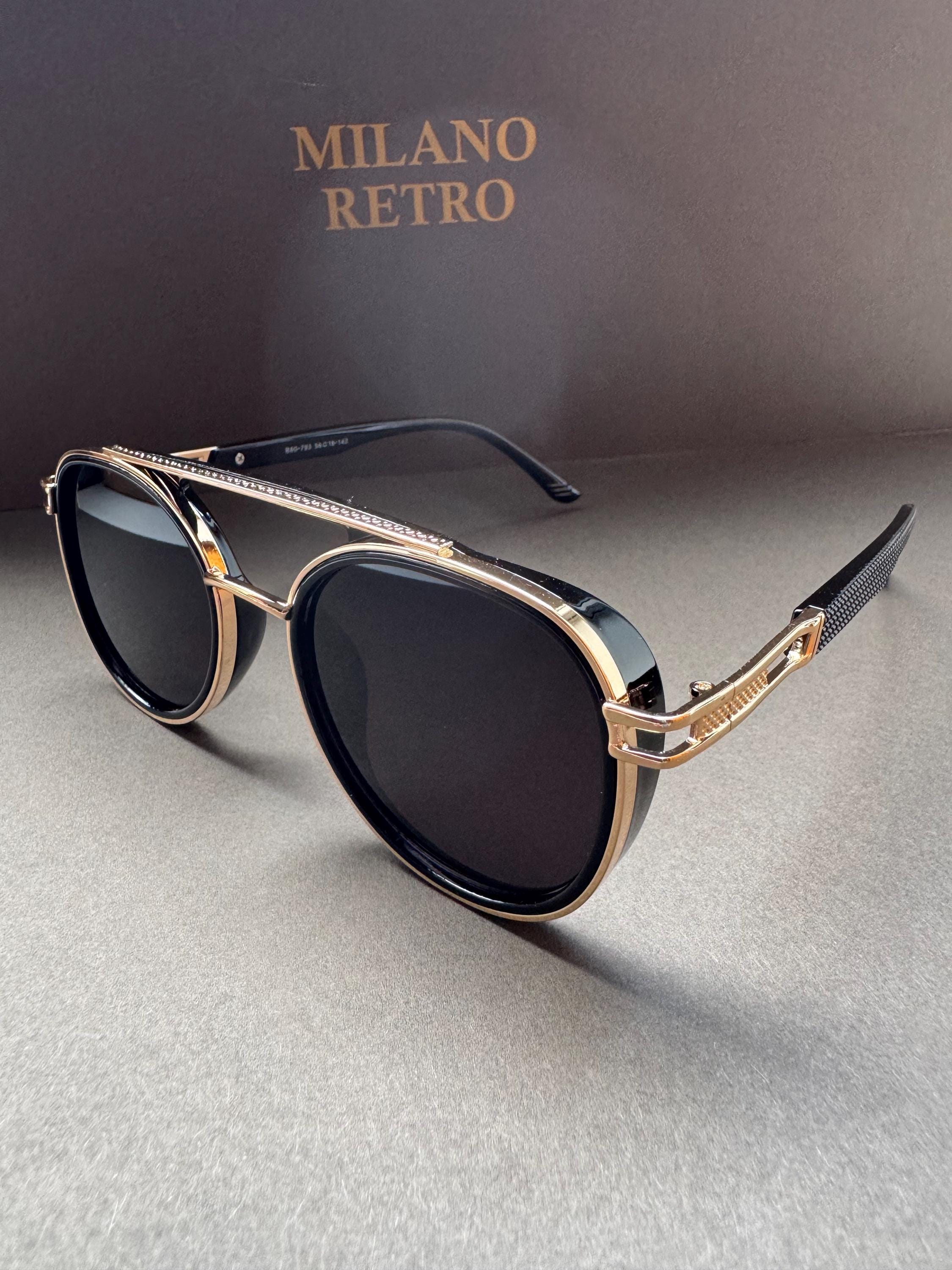 Retro Style Aviator Black & Gold Men display picture 1