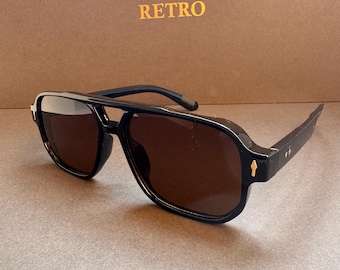 Retro Square Aviator Sunglasses: Unisex UV Protection