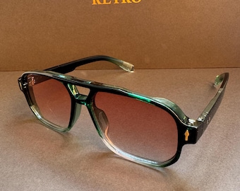 Green Square Aviator Sunglasses: Unisex Chic Style