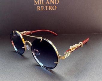 Óculos de sol redondos retrô: lente azul estilo vintage
