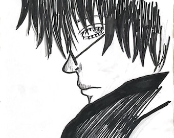 Expressive Black and white Manga Art Set: Hand-Drawn Anime Style Wall Decor.