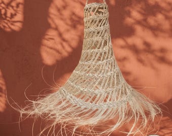 Handmade Straw Parasol Pendant Light - Boho Palm Leaf Lampshade