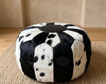 Cowhide Pouf Ottoman - Versatile Storage Ottoman Furniture for Chic Decor