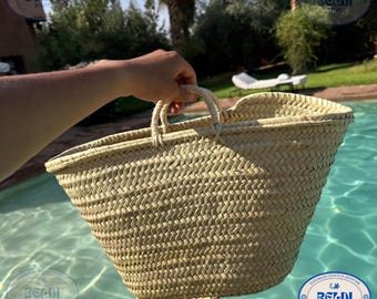 Personalized Straw Moroccan Basket, Hand-Braided Beach Tote, Bridesmaid Gift Bag