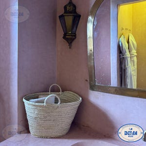 Custom Straw Beach Tote: Personalized Moroccan Handwoven Basket