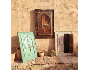 Vintage Wooden - Moroccan Carved Mirror - Decor Wood Mirror - Farmhouse Wall.
