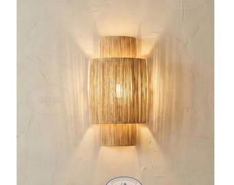 Handcrafted Raffia Wall Sconce: Moroccan Decor Lighting