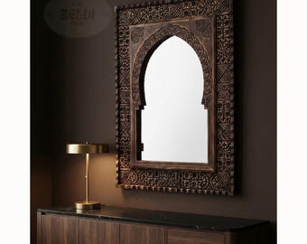 Large Full Body Floor/Wall Mirror with Hand Carved Wood Frame.