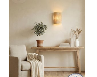 Moroccan Raffia Wall Lamp – Handmade Boho Lighting – Color Options