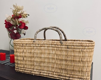 Handwoven Moroccan Straw Basket Bag: XL Market Tote