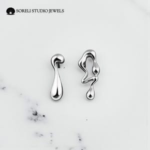 Asymmetrical Water Drop Earrings | Irregular Retro Earrings for Women | Bold Statement Jewelry | Christmas or Party Gift Accessories | S925