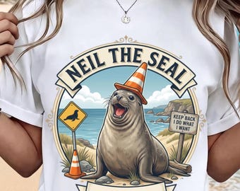 Neil the Seal T-Shirt | Lustiges Strand-T-Shirt mit Meeresmotiv
