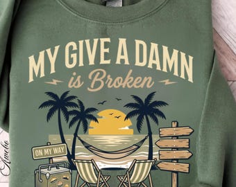 Min Give A Damn Broken Retro Sunset Graphic Tee Sarkastisk Humor T-shirt