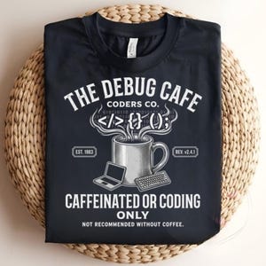 Debug Cafe Shirt, Coffee Lover Programmer Tee, Software Engineer Tech Apparel, Developer Humor