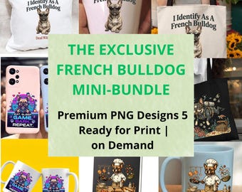 Französische Bulldogge PNG-Bundle Gamer Koch Taucherhund Sublimationsgrafik (Digitaler Download)