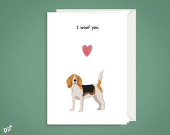 I Woof You Greeting Card | Pick your dog! | Dog Lover Birthday | A6 Size